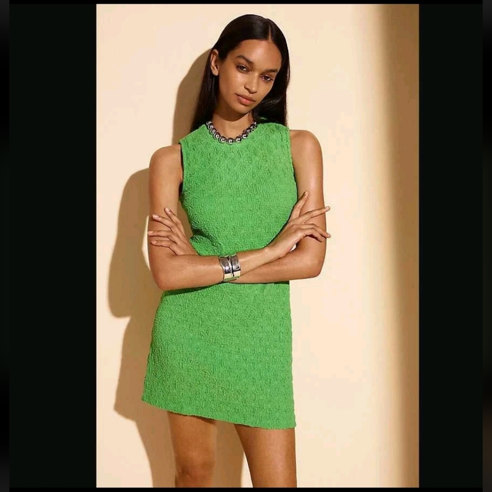 ANTHROPOLOGIE Porridge Textured Slim Knit Green Mini Dress Size S